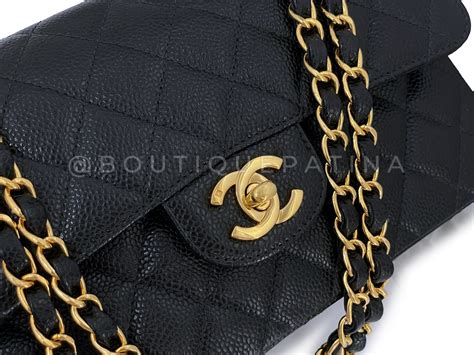 chanel classic flap small black caviar|Small classic handbag, Grained calfskin & gold.